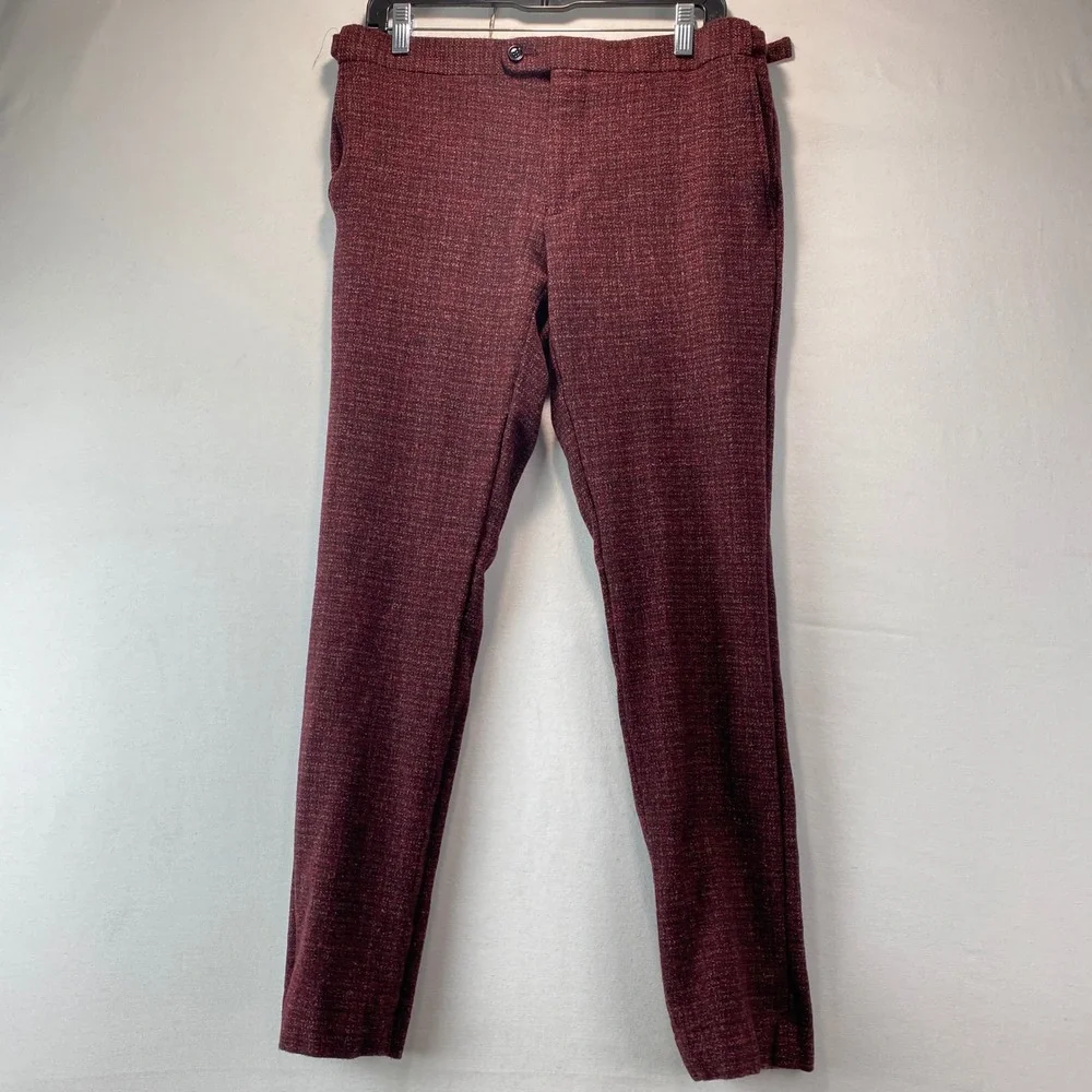 Indochino Sports Coat Mens 38R 30x30 Burgundy Wool Blend Paisley Lining Textured